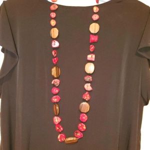 Genuine Coral and Wood Statement Necklace